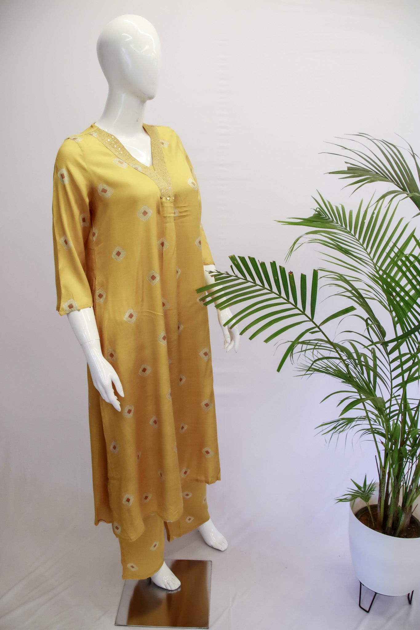 Muslin Green / Mustard Top and Pant Set