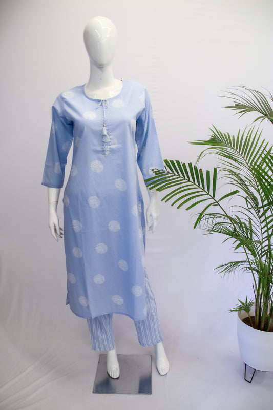 Cotton Blue Top & Pant Set