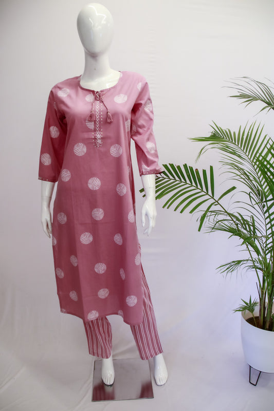 Cotton Pink Top and Pant Set