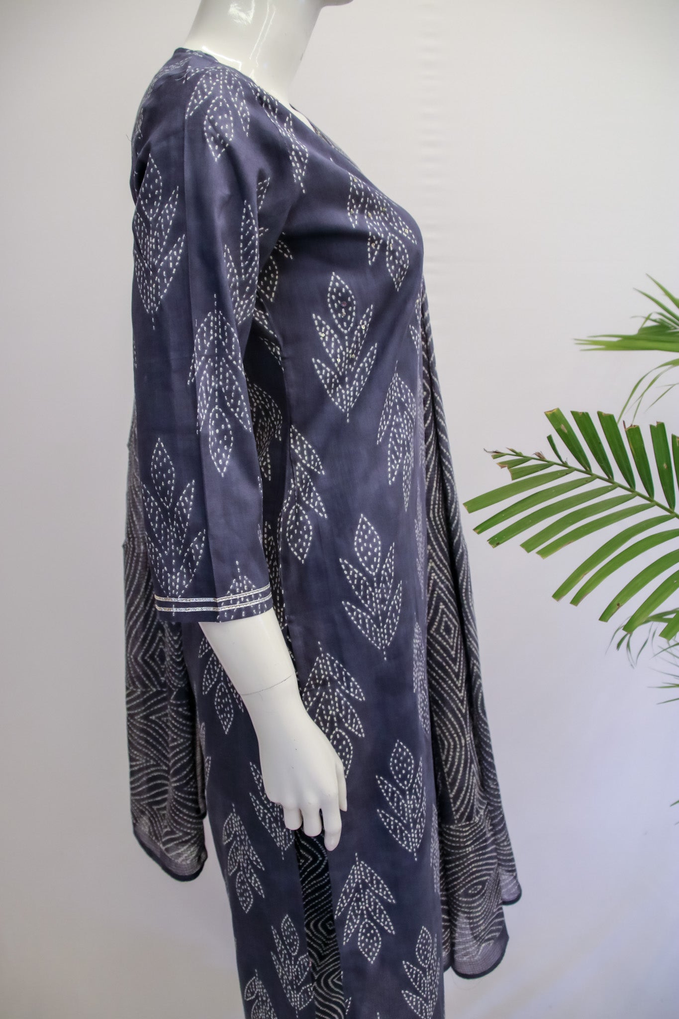 Cotton Navy Blue Dupatta Set