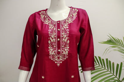 Rani Pink Silk Kurti