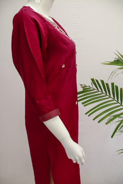 Rani Pink Silk Kurti