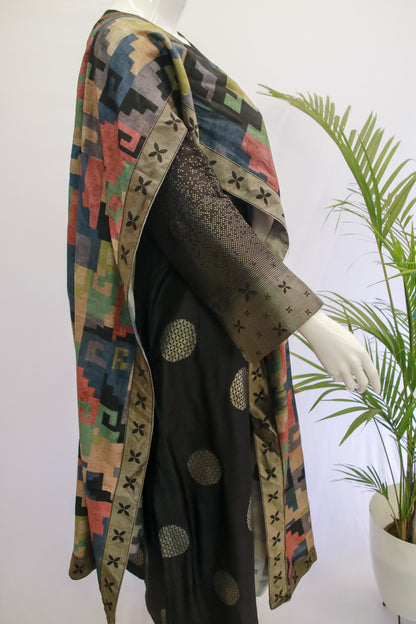 Black Silk Dupatta Set