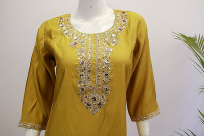 Mustard Silk Dupatta Set