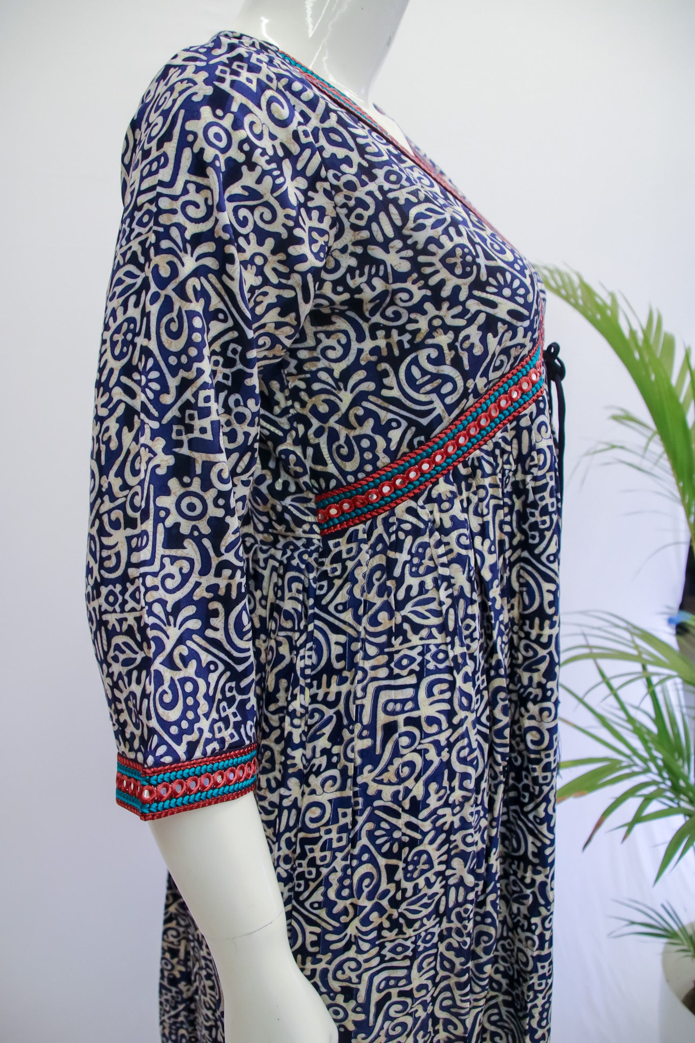 Rayon Alia Cut Blue & White Gown