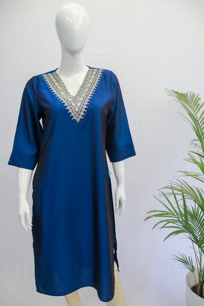 Blue Silk Kurti