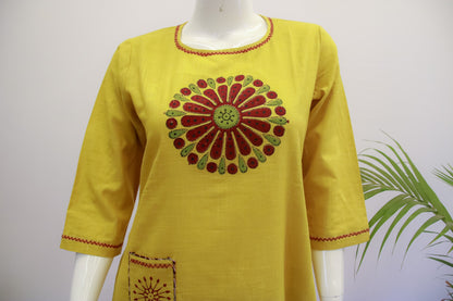 Yellow Cotton Top and Palazzo Pant Set