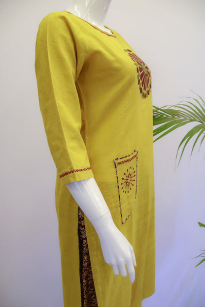 Yellow Cotton Top and Palazzo Pant Set