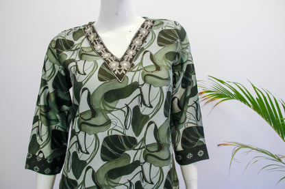 Muslin Green dupatta Set