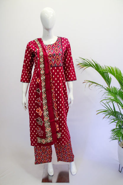 Cotton Pink Dupatta Set