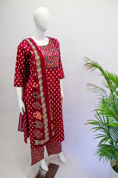 Cotton Pink Dupatta Set