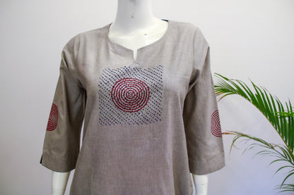 Cotton Grey & Blue Top Pant Set