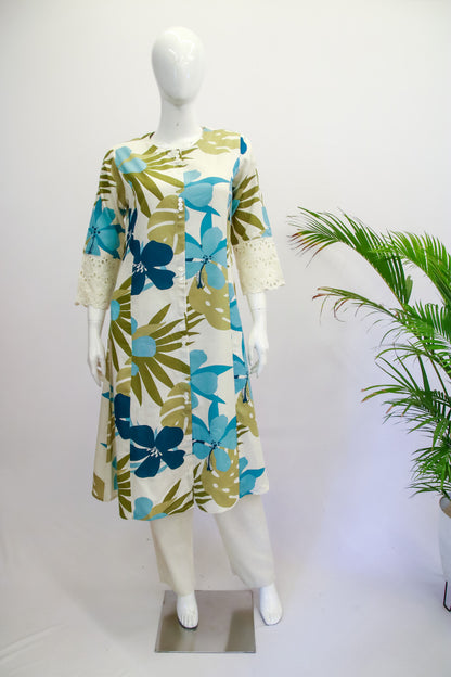 Flex Cotton Printed Floral Top and Pant Set