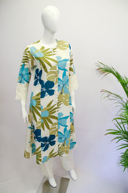 Flex Cotton Printed Floral Top and Pant Set