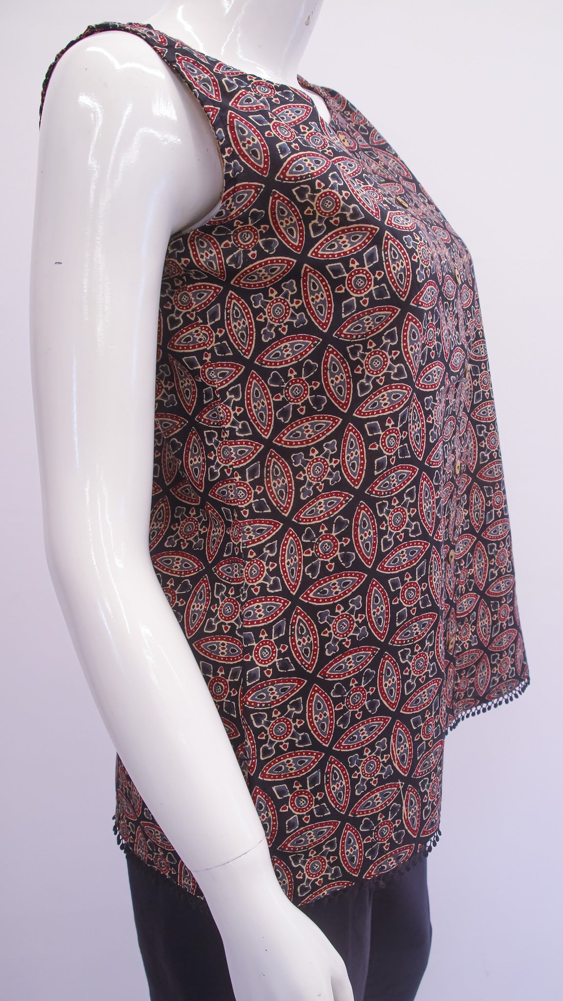 Printed Cotton Sleeveless Short Top