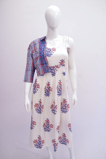 Floral Cotton Dress with Printed Jacket
