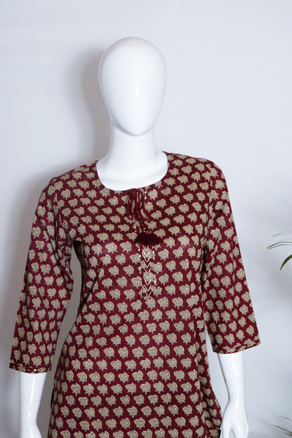 Maroon Cotton Top and Pant Set