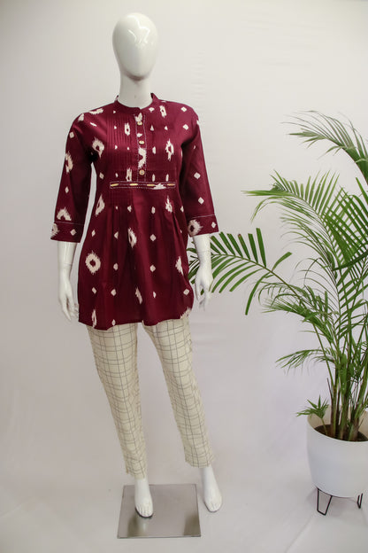 Cotton  Maroon Tunic