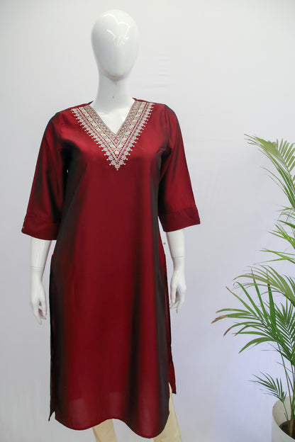 Maroon Silk Kurti