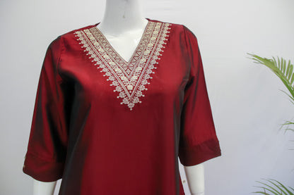 Maroon Silk Kurti