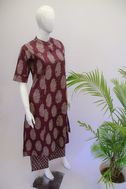 Maroon Top and Pant Set