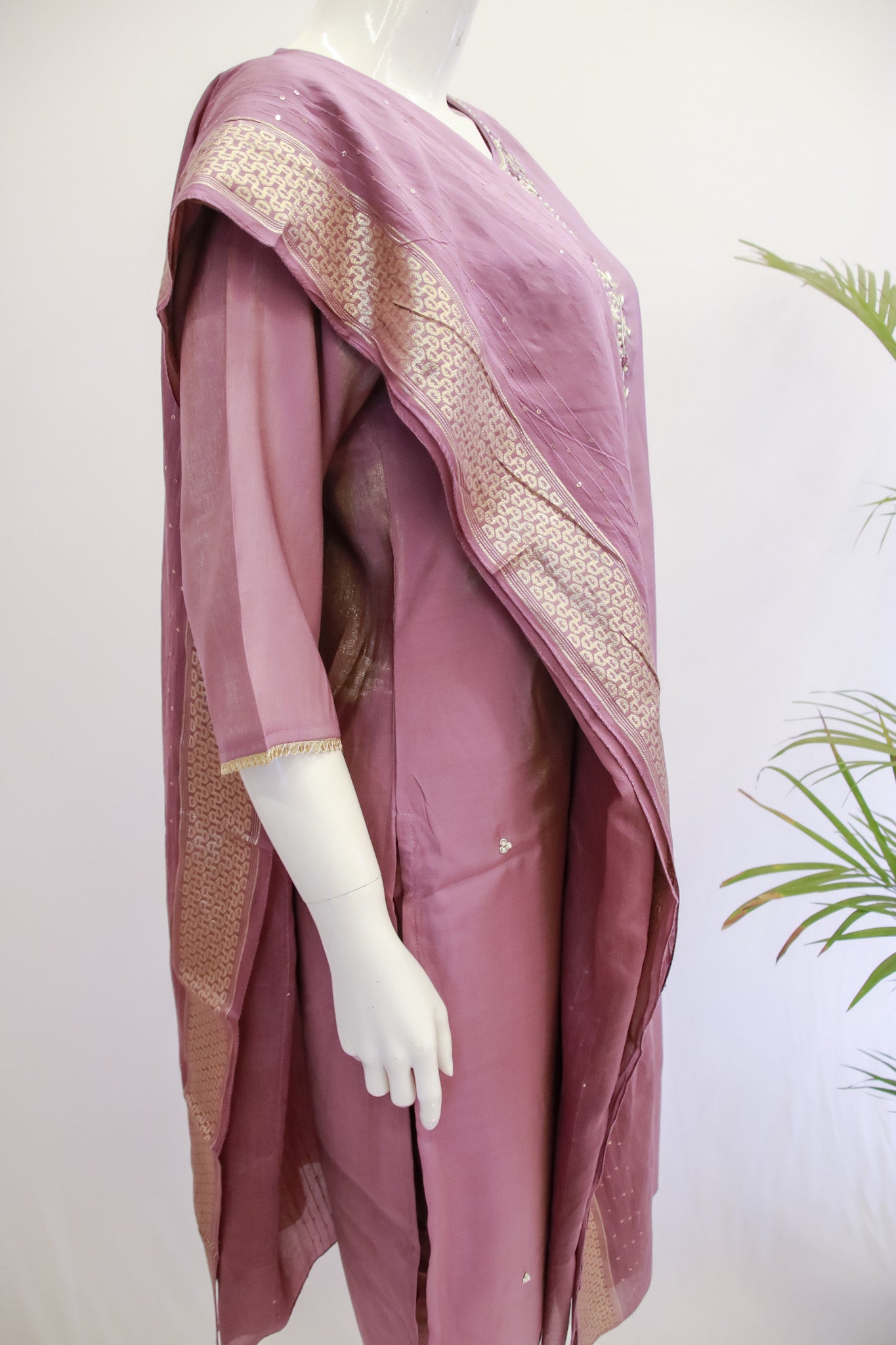 Muslin Purple Dupatta Set