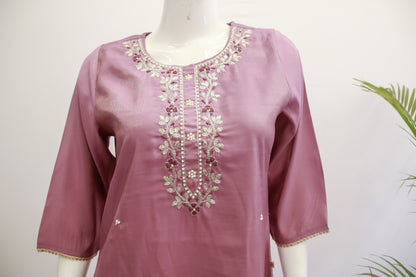 Muslin Purple Dupatta Set