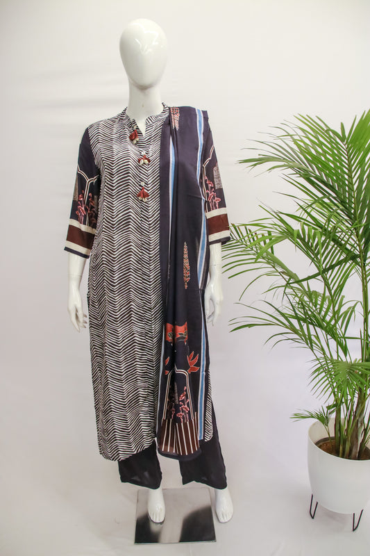 Muslin Zebra Dupatta Set