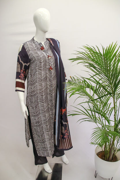 Muslin Zebra Dupatta Set