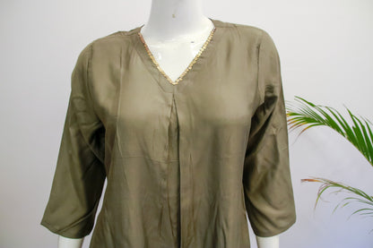 Muslin Silk Grey Short Top