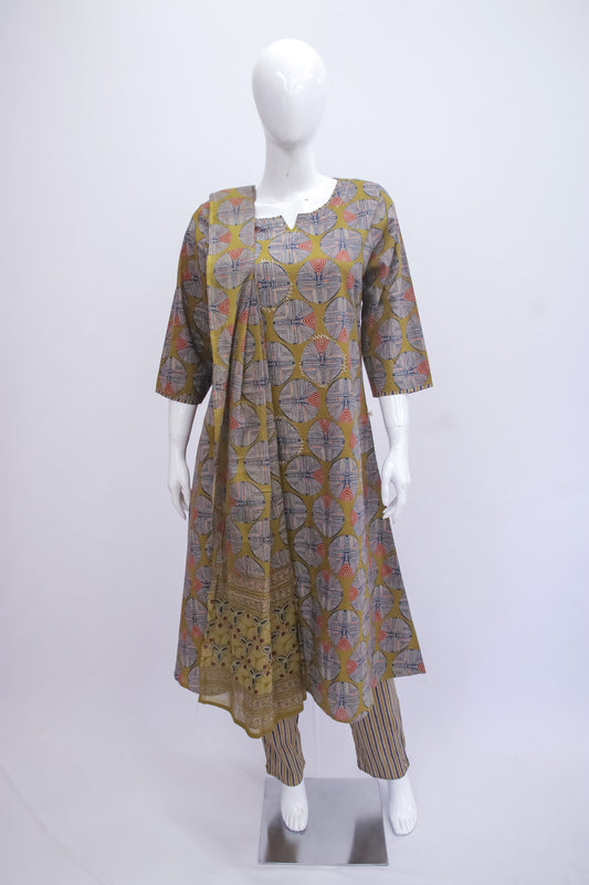 Mustard A-Line Dupatta set