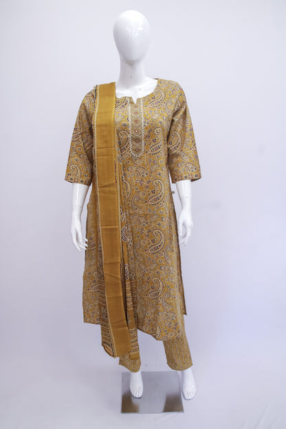 Mustard Ajrakh Dupatta Set