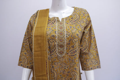 Mustard Ajrakh Dupatta Set