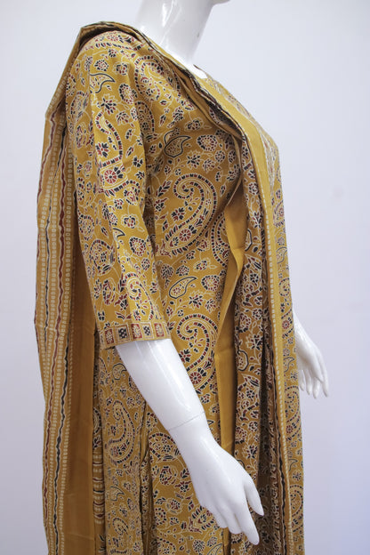 Mustard Ajrakh Dupatta Set
