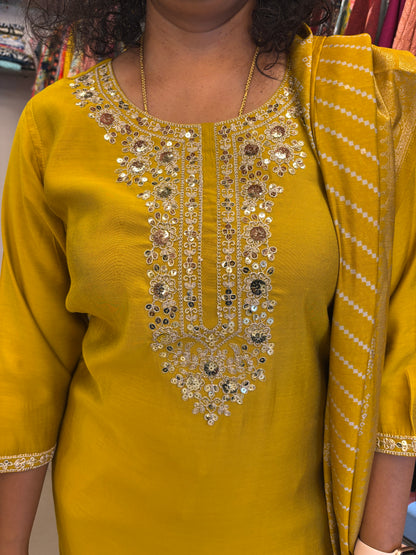 Mustard Silk Dupatta Set