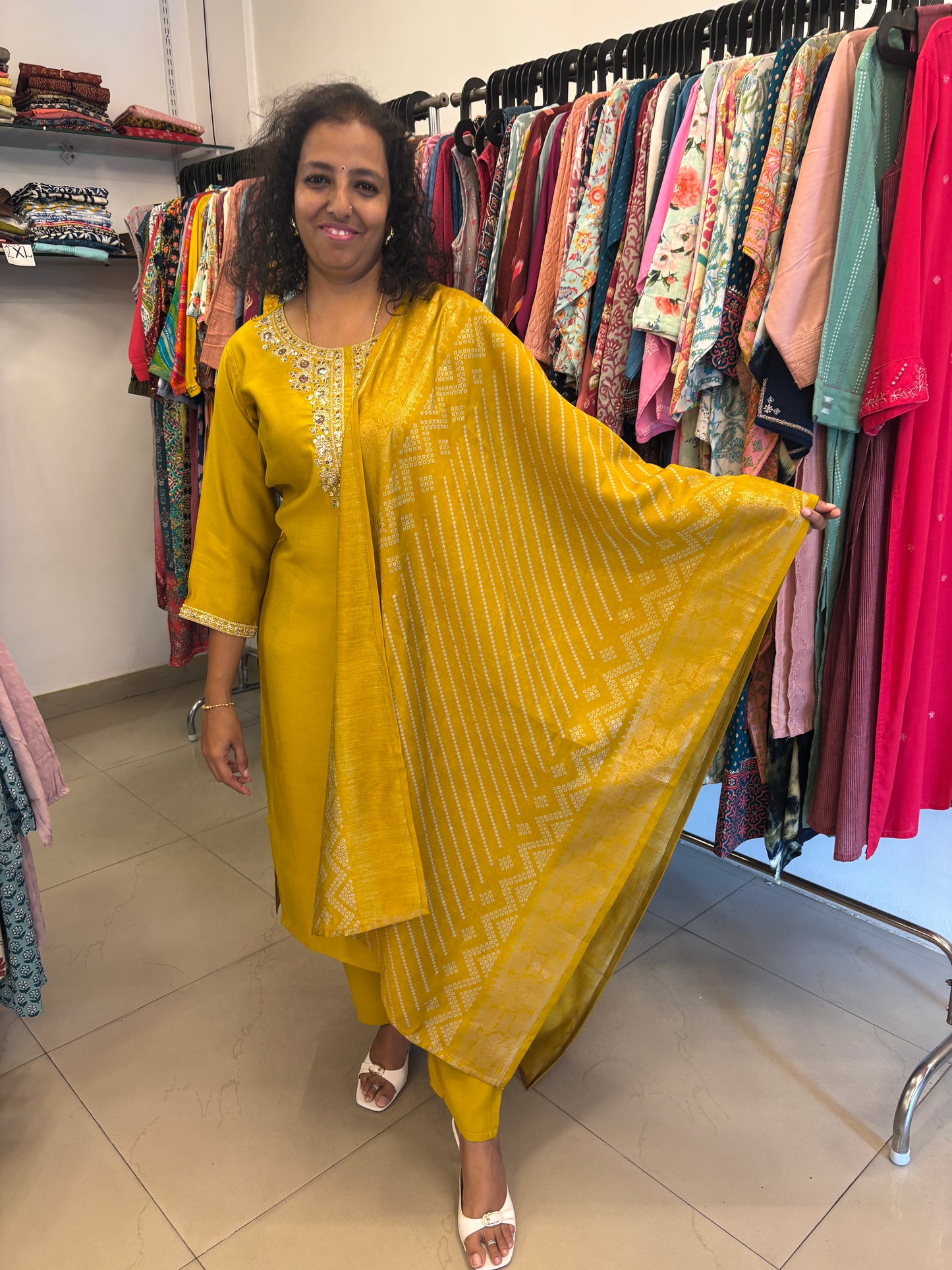 Mustard Silk Dupatta Set