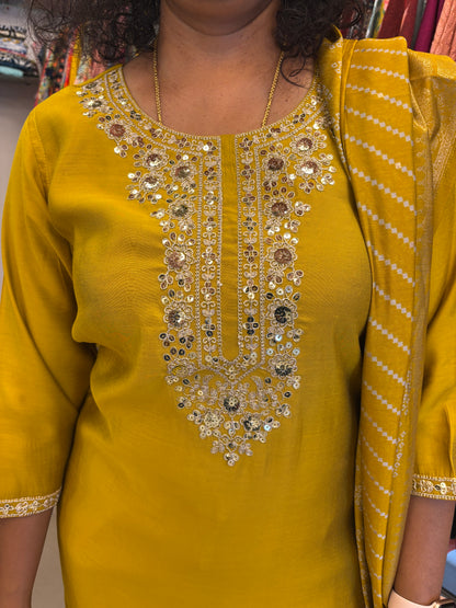 Mustard Silk Dupatta Set