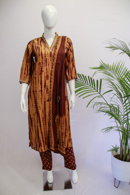 Mustard Muslin Dupatta Set