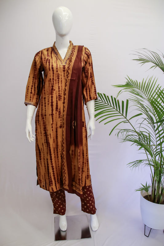 Mustard Muslin Dupatta Set