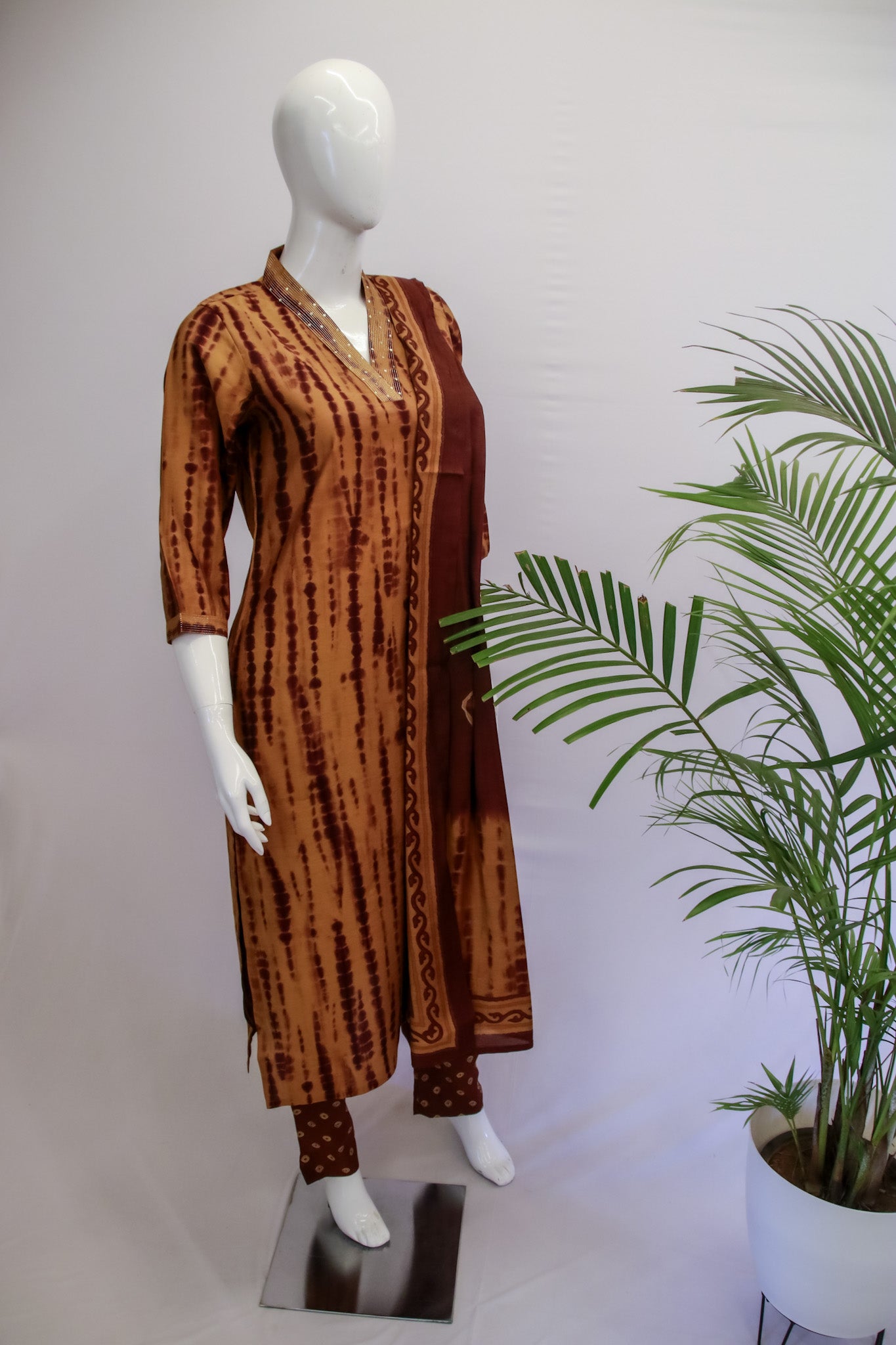 Mustard Muslin Dupatta Set