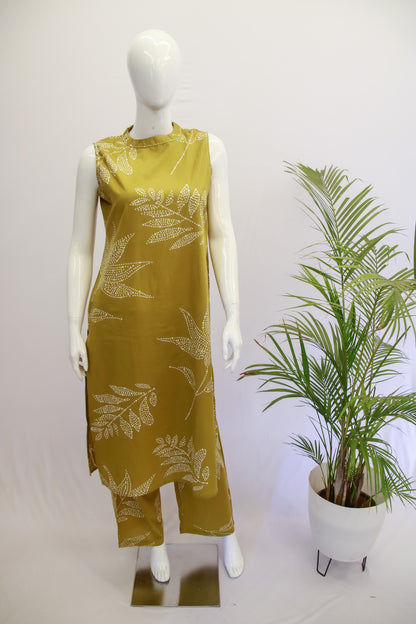 Mustard Sleeveless Top and Pant Set