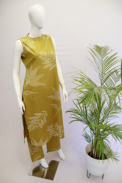 Mustard Sleeveless Top and Pant Set
