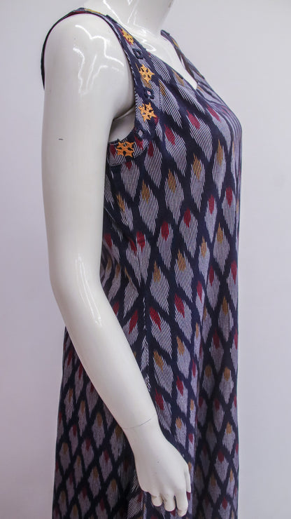 Navy Blue Striped Sleeveless Top & Pant Set