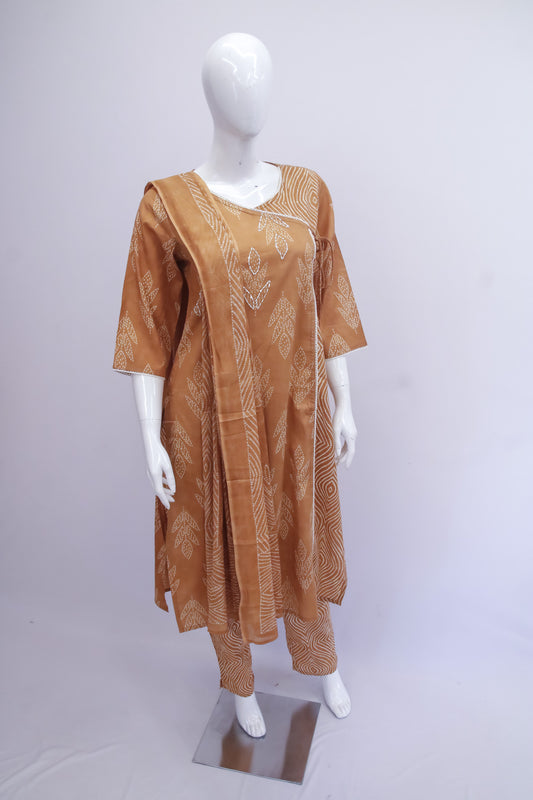 Orange Cotton Dupatta Set