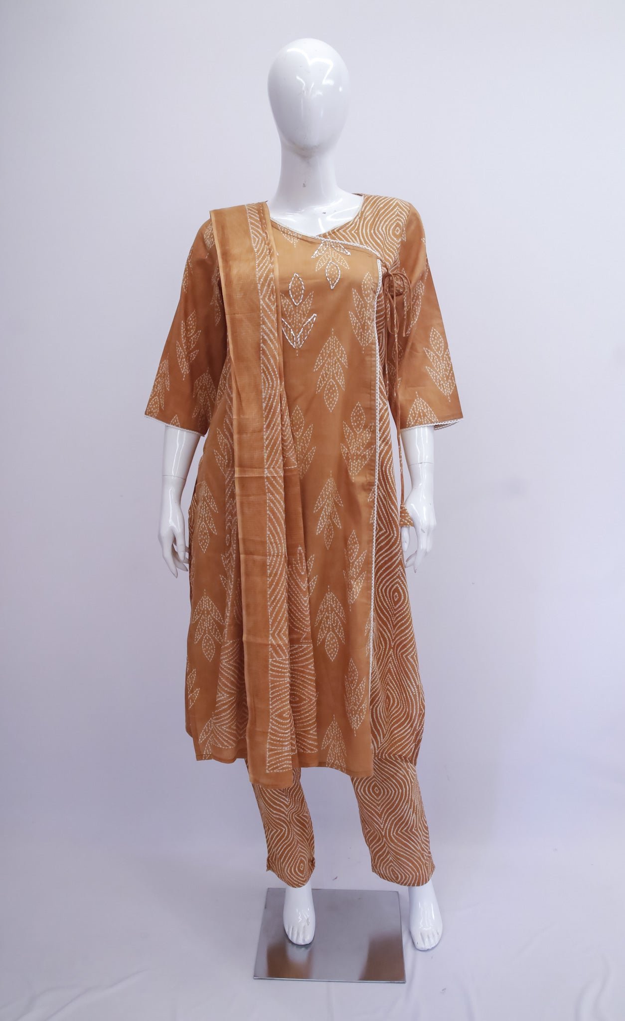 Orange Cotton Dupatta Set