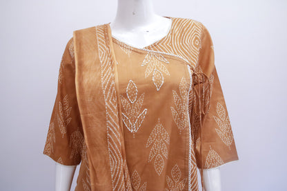 Orange Cotton Dupatta Set