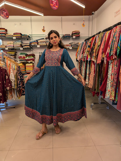 Rayon Anarkali Sea Green Gown