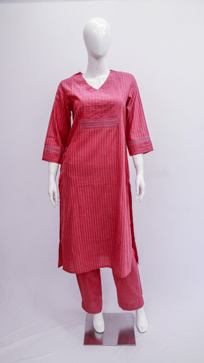 Pink stripes suit set