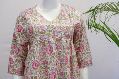 Pink Cotton Anarkali Dupatta Set