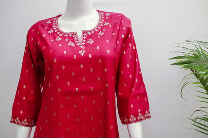 Pink Muslin Silk Dupatta Set